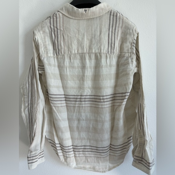 Billabong Button Down Top Womens Medium Cream Cotton Beachy Boho Neutral Coastal - Picture 4 of 11